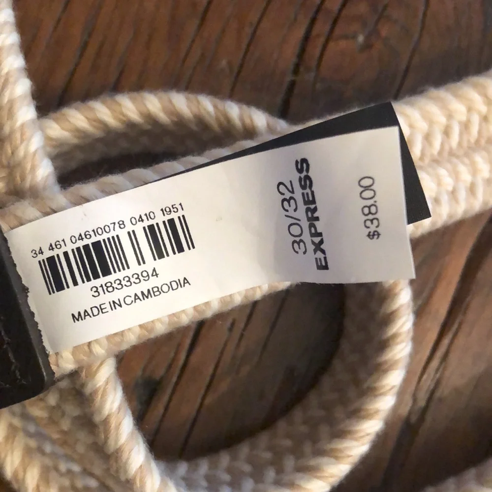 Express Camel Two Tone Woven Web Belt Size 30/32